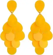 [YDVELY] Bohemian Simplicity Multiple Layered Teardrop Acrylic Lightweight Dangle Drop Earrings Handmade Yellow Geometry Circle Stud Earrings For Women Girls Jewelry Gifts
