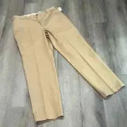 Brooks Brothers Advantage Chino Pants Mens 32 Clark Fit Beige Cotton Flat Front