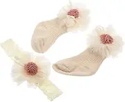 Abaodam Baby First Month Headband Socks Newborn Clothing Accessories Cotton Lace Elastic Birthday Present