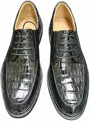 [Generic] Authentic Crocodile Skin Light Weight Men's Pointed Toe Derby Shoes Genuine Alligator Leather Male Business Lace-up Dress Shoes