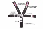 RJS SFI 16.1 5PT LATCH & LINK WRAP HARNESS BELT ROLL BAR MOUNT BLACK 1128801