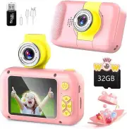 Kid Camera,Camera for Kid,2.4" IPS Screen Digital Camera,180°Flip Len (Pink)
