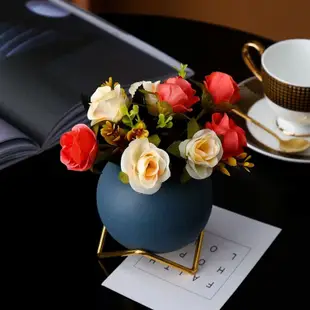 辦公檯裝飾花瓶 北歐輕奢小花瓶擺件客廳電視櫃餐桌花藝網紅盆栽陶瓷仿真花裝飾品