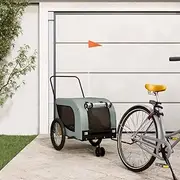 Pet Bike Trailer Grey and Black Oxford Fabric and Iron,Pet Pushchairs & Strollers 9.8KG-94028