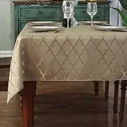 Jacquard Tablecloth Flower Pattern Polyester Table Cloth Dust-Proof Wrinkle Resistant Soft Table Cover for Kitchen Dinning Tabletop Decoration (Rectangle/Oblong, 52" x 70" (4-6 Seats), Gold)
