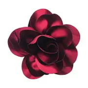 15Cm Large Flower Brooch Clip Satin Fabric French Flower Brooch Handmade Suit Sweater Coat Decor Pins Brooches wine red