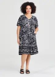[TS] Taking Shape Natural Nova Dress Size 12 in Print, Viscose - Plus Size Women's Clothing Print