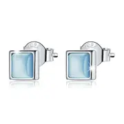 Solid 925 Sterling Silver Clarity in Baby Blue Stud Earrings