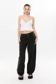 [Supré] Supré - Tie Front Barrel Jean - Vintage black 4 VINTAGE BLACK