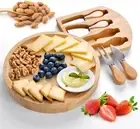 Bamboo Cheese Board Cheese Knife Cheese Slicer Fork Scoop Cut Kitchen Cooking