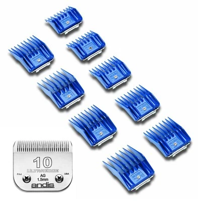 Andis Attachment Guide 9 Comb Set & 10 UltraEdge Blade*Fit Oster A5 A6 Clippers