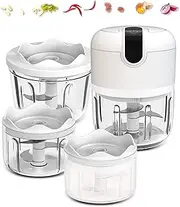(100+250+350ML) White 3 CUP Electric Cordless Mini Food Chopper, Small Food Processor for Garlic, Nut, Meat