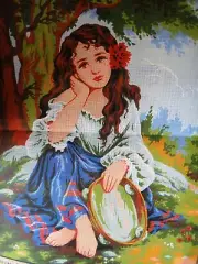 "Gypsy" Printed Canvas for Tapestry Needlepoint or Treads Kit for Canvas C2010