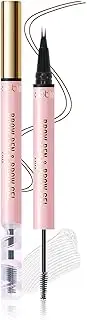 YBUETE 2-in-1 Eyebrow Pencil & Eyebrow Gel, Dual-Ended Microblading Eyebrow Pen, Micro Precision Tip Liquid Eyebrow Pen, Long-Lasting Waterproof Natural Brows Eye Makeup for Women, Dark Brown