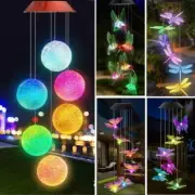 Solar Wind Chimes Lights LED Color Changing Hanging Hummingbird Ball Garden Lamp