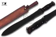 24'' Handmade High Carbon Steel Double Edge Sword, Battle Ready With Sheath