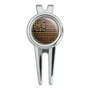 Steampunk American Flag with Gears Belt Golf Divot Tool Ball Marker