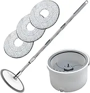 Mop and Bucket Set - Mop Set with Bucket | Spinner Cleaning Mop Single Bucket Kit with Wringer, Reusable Household Cleaner Supplies with Separate Dirty Water System Portable for Bathroom Kitchen