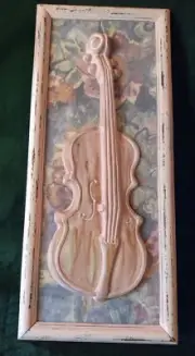 Original Artisan One Of A Kind Violin Dimensional Wall Art Framed 22x9. #V