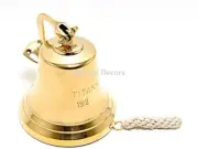 11" Titanic1912 Brass Ship Bell Wall Mounted Bracket Nautical Home Decor