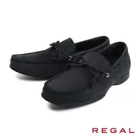 在飛比找momo購物網優惠-【REGAL】皮繩配飾簡約休閒帆船鞋 黑色(JZ08-BL)