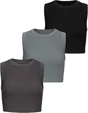 [AUROLA] Essentials Rib Seamless Sleeveless Tank for Women Subtle Logo Round Neck Active Workout Crop Tops
