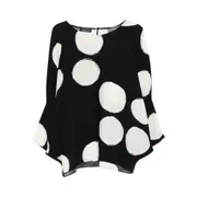 [Gianluca Capannolo] Gianluca Capannolo Bell-sleeve Polka-dot Top L BLACK/WHITE