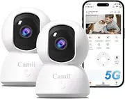 2Pack 3MP Pet Camera Dog Camera with Phone App 5G/2.4GHz WiFi Cameras Indoor Security Camera for Baby, 360° Pan & Tilt, 2-Way Audio, Night Vision, SD Card & Cloud Storage