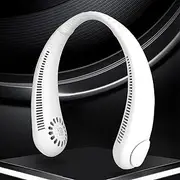 Upgraded Portable Neck Fan for Women & Men - 3 Speeds Rechargeable Bladeless Neck Fan, Hands-Free Personal Neck Cooling Fan, Perfect for Travel, Sports, and Outdoors (White)