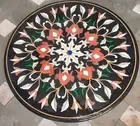 18" black marble side corner center table top inlay malachite hotel decor table