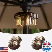 NORA·GIFT Patio 2 Packs Umbrella Light with LED Edison Bulbs, Battery Operati