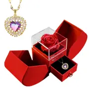 Mom and Daughter Matching Jewelry Pendant Necklace Set with Soap Forever Rose Gift Box - Style-20