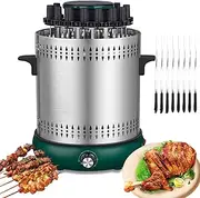 Electric Vertical Rotisserie Roaster, Smokeless Rotation Barbecue Grill, Raclette Grill 12 Grill Fork, Temperature Adjustment, 360° Even Heating, Easy to Clean, BBQ Grill Machine for Party