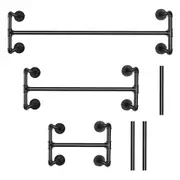 Wall Mount Garment Clothes Closet Storage Rack Hanging Rail Iron Pipe Organiser