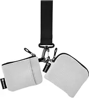 [Caihoyu] Dual Coin Purse Credit Card Holder Wallet Compact Size Women's Money Organizers with Zipper Pocket for Ladies Girls 2 Packs, Grey Neutral Solid Color Pure Plain, 4.13"(L) x 3.5"(W), Travel Accessory