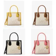 Michael Kors Mercer Medium Logo Embossed Cotton Canvas Satchel Crossbody Bag