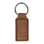 Keychain - Rectangle - Howling Wolf - Leather