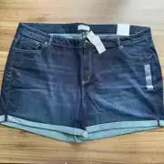 Lane Bryant Denim Girlfriend Shorts Plus Sz 28 NWT