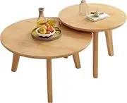 Nest of 2 Tables Nesting End Side Coffee Table Solid Wood Nightstand Accent Cocktail Table Snack Tea Tables for Living Room, Bedroom and Balcony,Natural