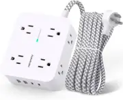 Surge Protector Power Strip - 8 Outlets with 4 USB (2 USB C) Charging Ports, Mul