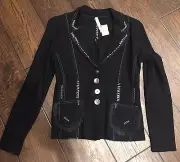 BNWT Oui Moments Womens Black Wool Cardigan Jacket Size 4 US