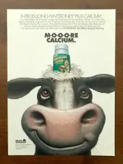 1994 Flintstones Vitamins Mooore Calcium Vintage Print Ad/Poster Pop Art Decor