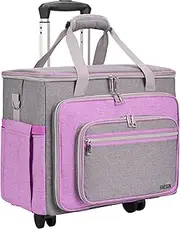 [FINESUN] Rolling Bag - Rolling Tote Bag - Rolling Teacher Bag - Rolling Craft Bag with Detachable Dolly Multifunctional Rolling Briefcase Wheeled Bag for Work, Teaching, Office, Craft, Purple