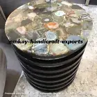 Natural Agate Geode Coffee Table Top, Stone Hallway Side Drink Table Top Decors