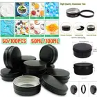 50/100X Black Aluminium Empty Cosmetic Pot Lip Balm Jar Tin Container Box Small