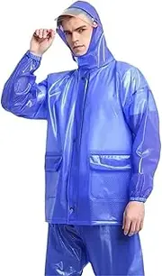 [Generic] Poncho Waterproof for Cycling Motorcycle Hiking in The Open air Split Waterproof Jacket and Pants setsBlue,M