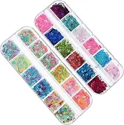 CANIGHT Nail Art Kits Glitters 12 Pack Butterfly Sequins Manicure Supplies Art Glitter