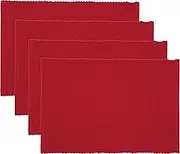 Now Designs Spectrum Placemats Ribbed Cotton, Chili Red, 19x13 inches, Set of 4, (901495aa)