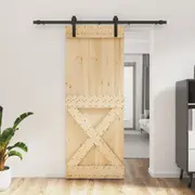 Sliding Door with Hardware Set 80x210 cm Solid Wood Pine vidaXL