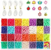 Pony Beads, 4,600 pcs 9mm Pony Beads Set in 27 Colors with Letter Beads, Star Beads and Elastic String for Bracelet Jewelry Making by INSCRAFT